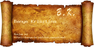 Benye Krisztina névjegykártya